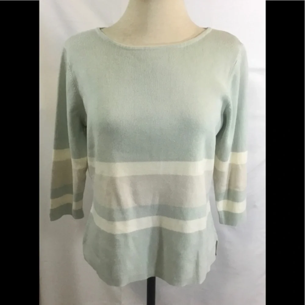 Van Heusen Mint Green & Ivory 3/4 Sleeve Sweater - Picture 1 of 4